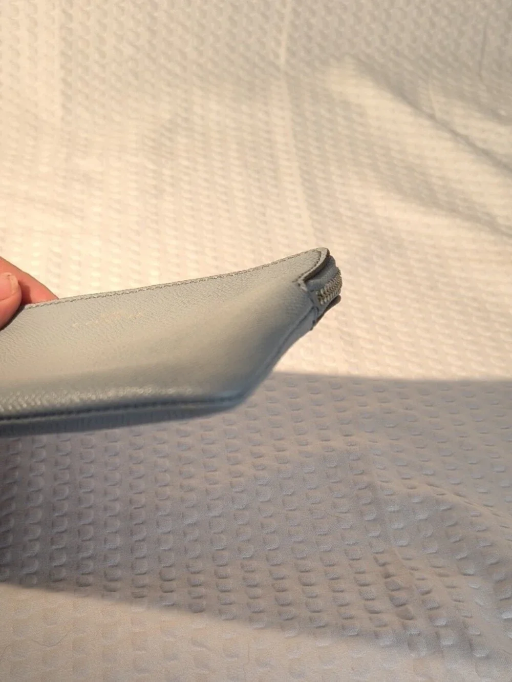 Coach Granite Gray Saffiano Leather Corner L Wristlet